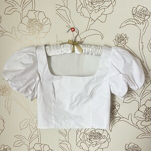 White Puff Sleeve Crop Top